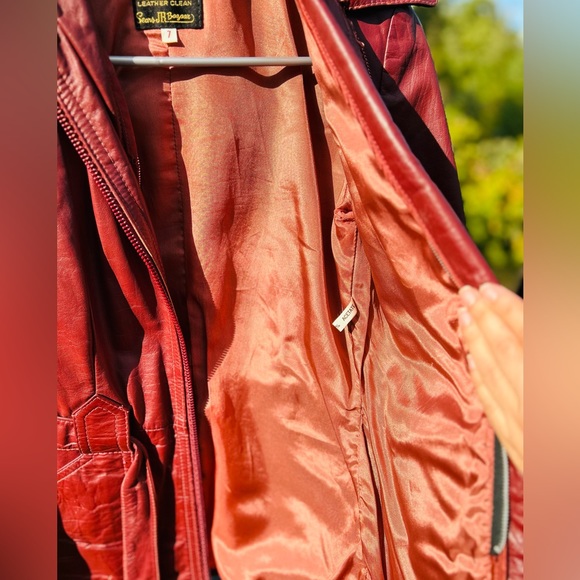 Vintage 1970s Sears Jr Bazaar Genuine Leather Jacket | Burgundy | Size 7/Small - Picture 15 of 16